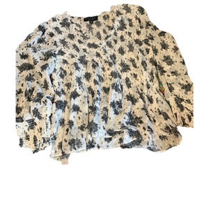 LAUNDRY by Shelli Segal large V-Neck black and white blouse